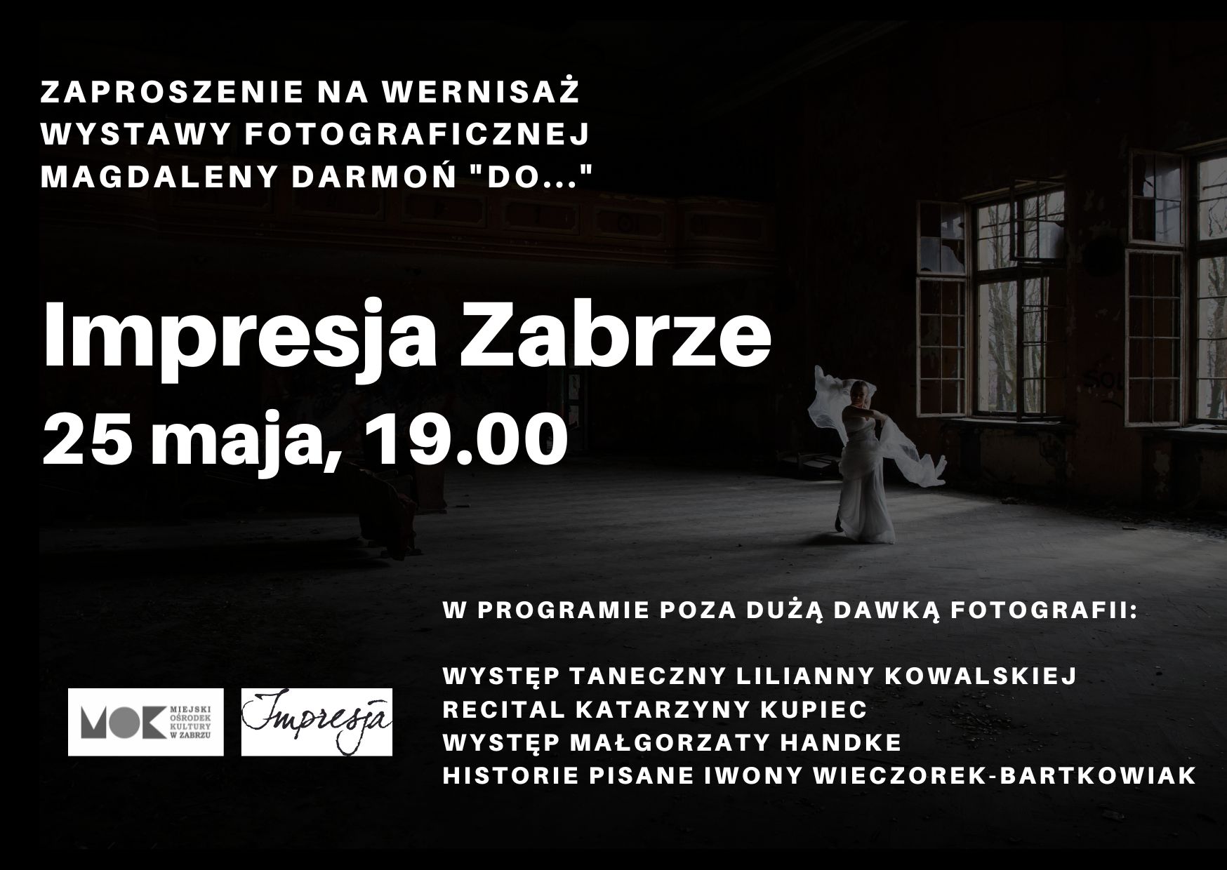 baner promujący wystawę fotografii Magdaleny Darmoń przedstawiający tancerkę